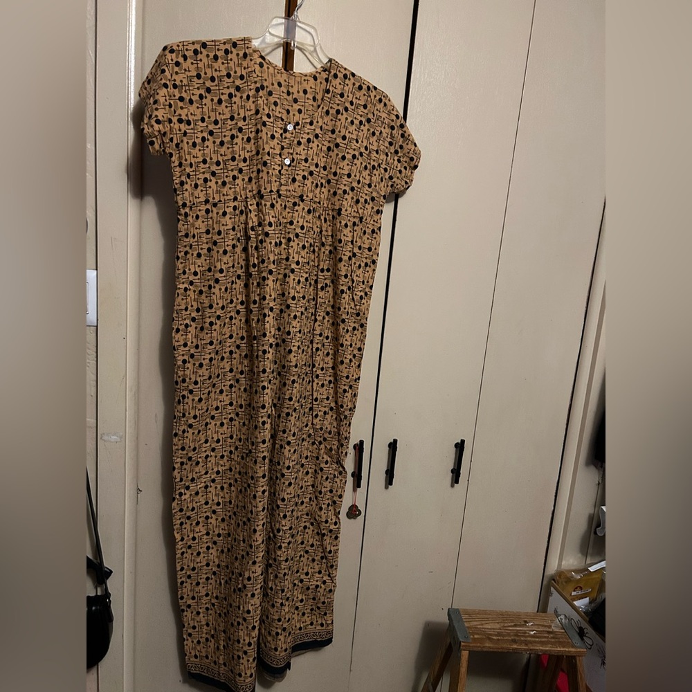 Stylish Tan Patterned Dress